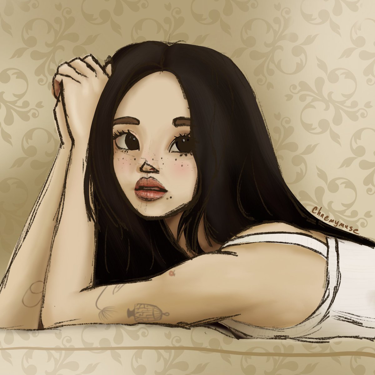 chaemymuse's tweet photo. Sketch of my girl🐯🍓

#TWICE #Chaeyoung #DIVE #Fanart https://t.co/lSv0fH02Nx