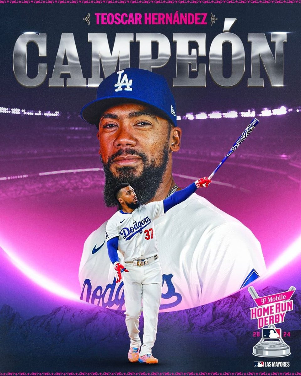 ¡De RD para el mundo!🇩🇴⚾️🧢💪

Felicitaciones a Teoscar Hernández (<a href="/TeoscarH/">Teoscar Hernandez</a>), de los <a href="/Dodgers/">Los Angeles Dodgers</a>, campeón del #HRDerby 2024 🔥⚾ ¡Puro poder dominicano! 🇩🇴🇩🇴🇩🇴 

El Chino suma un tercer título consecutivo para la República Dominicana en este evento, luego de Vladimir Guerrero Jr.