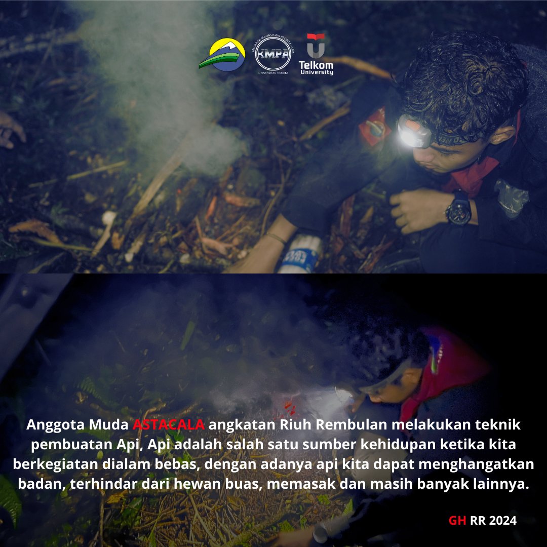 Pendidikan lanjut anggota muda ASTACALA Gunung Hutan angkatan Riuh Rembulan (RR), telah selesai melakukan pendidikan lanjut Navigasi Darat pada tanggal 23 Mei - 25 Mei 2024 yang berlokasi di Ciwidey, Kab. Bandung, Jawa Barat. Nantikan kelanjutan perjalanannya…..

#mapalatelkom