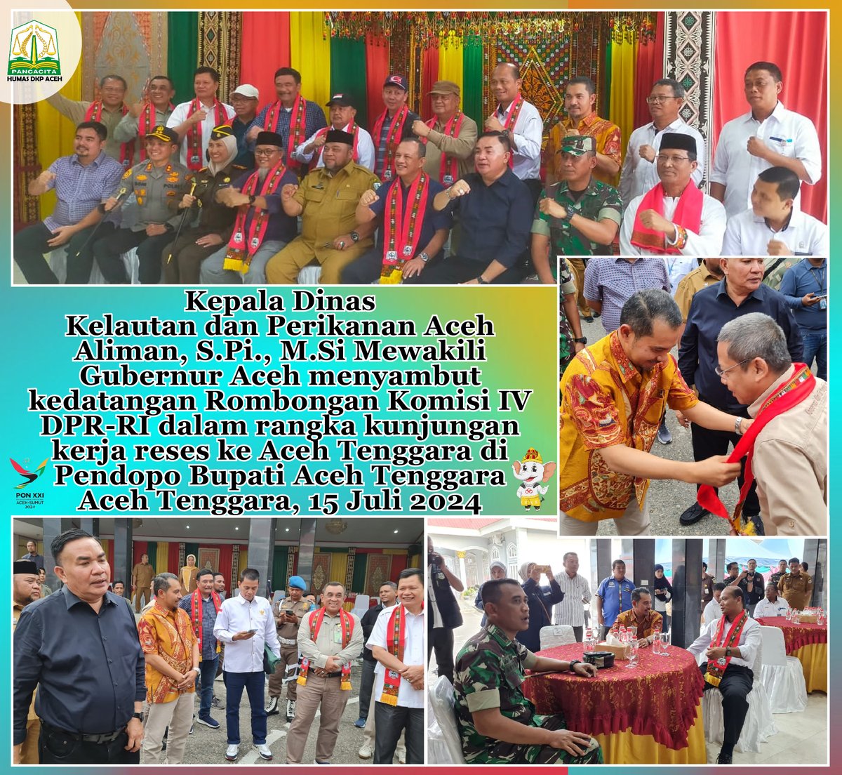 DkpAceh's tweet photo. Ka. DKP Aceh Aliman, S.Pi., https://t.co/ayo1q7ZgQr Mewakili Gubernur Aceh menyambut kedatangan Rombongan Komisi IV DPR-RI dalam rangka kunjungan kerja reses ke Aceh Tenggara di Pendopo Bupati Aceh TenggaraΒ
#kadisdkpaceh #alimankadisdkpaceh #dkpaceh https://t.co/A3GSgQQ2oQ