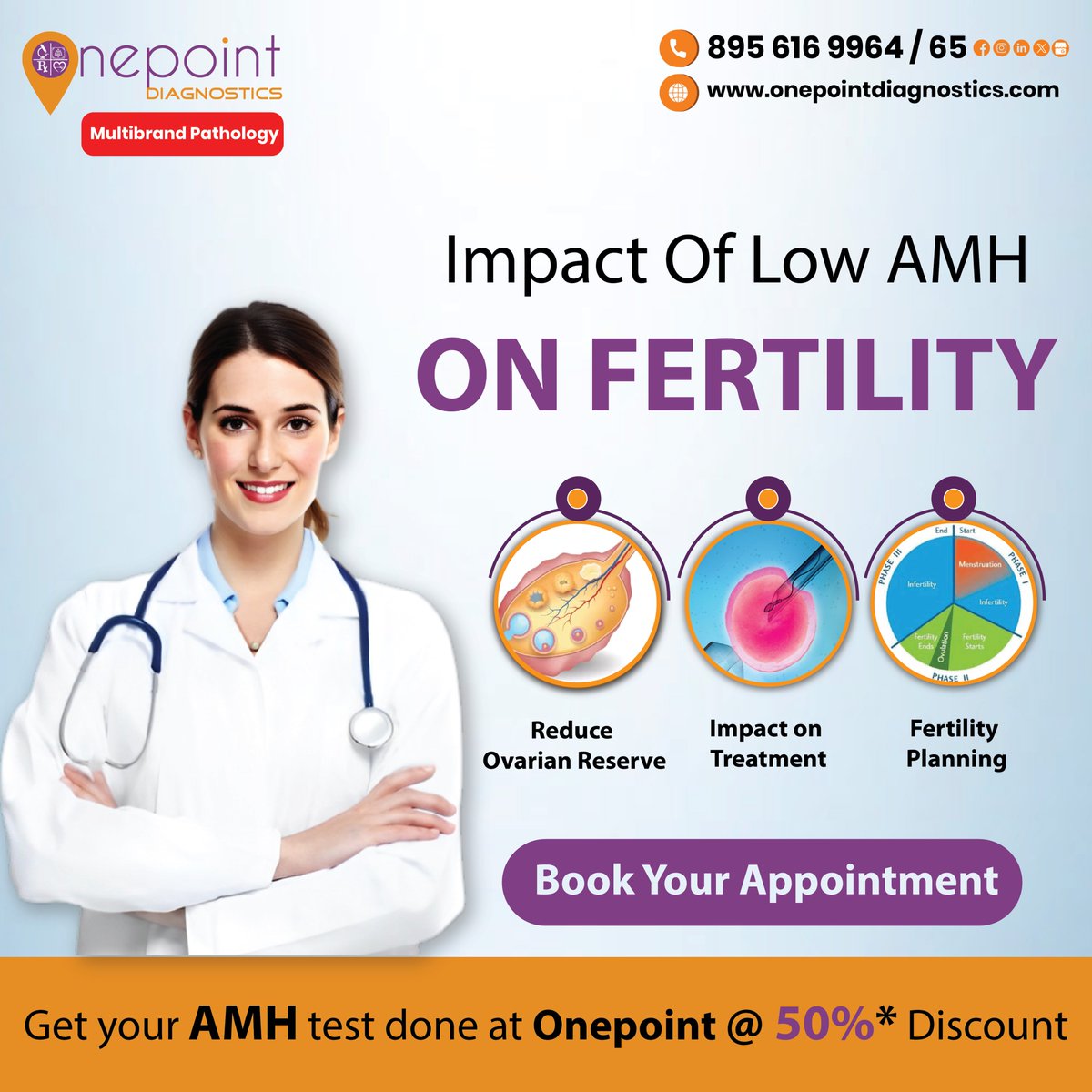 OnepointD_LLP's tweet image. Understand how low AMH levels affects fertility crucially. Get your AMH test done at Onepoint @ 50%* Discount 
𝐎𝐧𝐞𝐏𝐨𝐢𝐧𝐭 𝐃𝐢𝐚𝐠𝐧𝐨𝐬𝐭𝐢𝐜𝐬
𝐄𝐦𝐚𝐢𝐥 - onepointdiagnostics21@gmail.com 
𝐂𝐚𝐥𝐥 - 8956169964
𝐖𝐞𝐛𝐬𝐢𝐭𝐞: onepointdiagnostics.com 
#AMHLevels #OPD