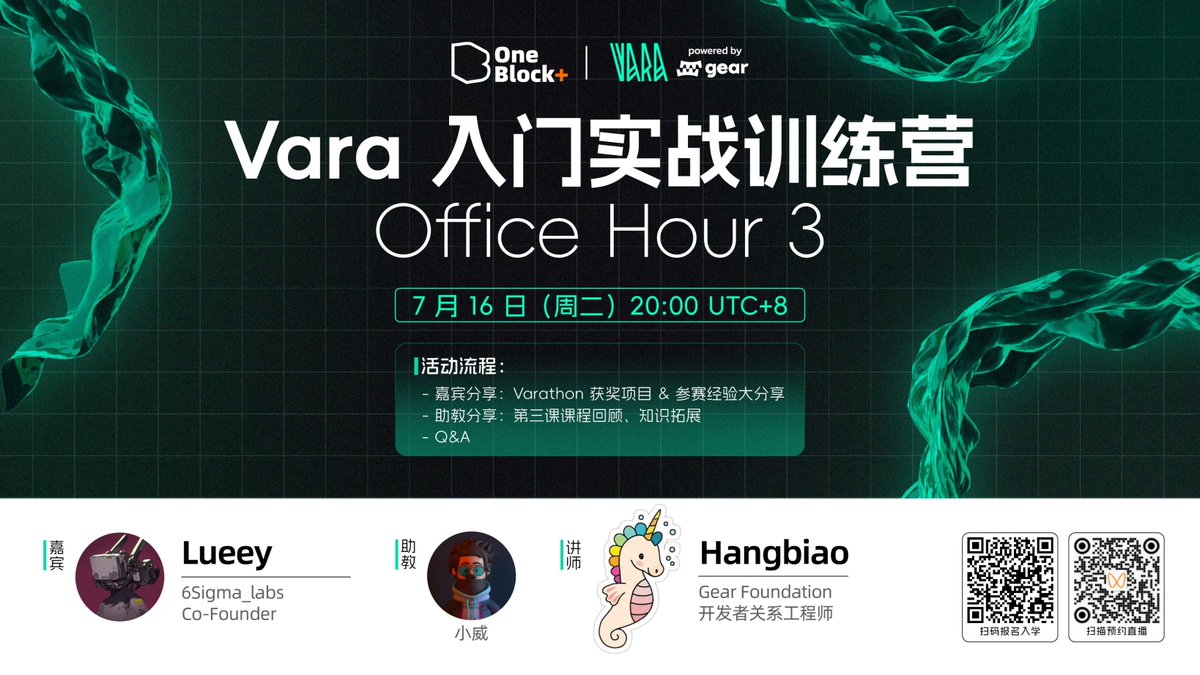 OneBlock_'s tweet photo. 1/🔥 The #Varathon is back! Dive into exclusive insights from top teams and industry leaders.
🎓 Topic: Varathon Reopens: Insights from Winning Teams!
🎙️ Guest: @LueeyC | @6sigma_Labs Co-Founder
🗓️ Date: July 16 (Tuesday) 20:00 UTC+8
✨ Scan the QR code below to schedule the live stream.