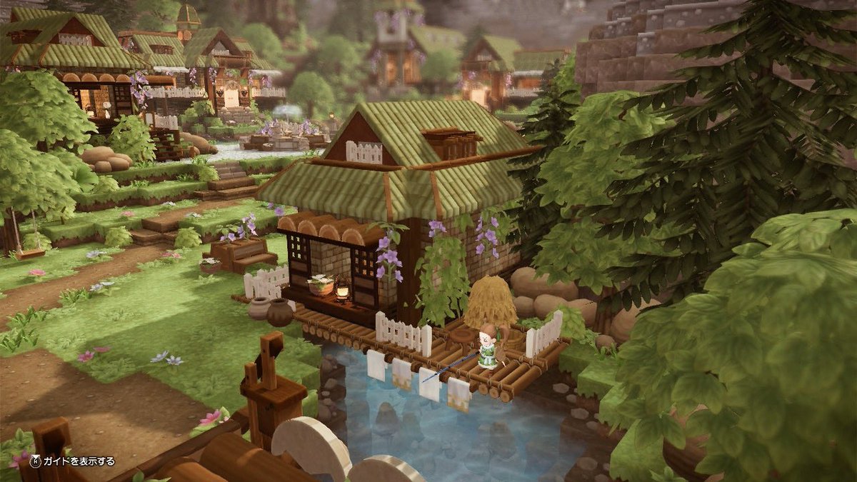 農民のお家を川の上に建てました
趣味は畑仕事と魚釣り👨🏻‍🌾🎣 #DQB2