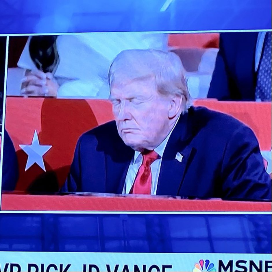 Trump fell asleep every day at his criminal trial. Now Trump fell asleep at his own convention to be renominated.

If Trump is elected again and serves a full term, he will be the oldest president in American history. 

When will the media start asking questions about this?