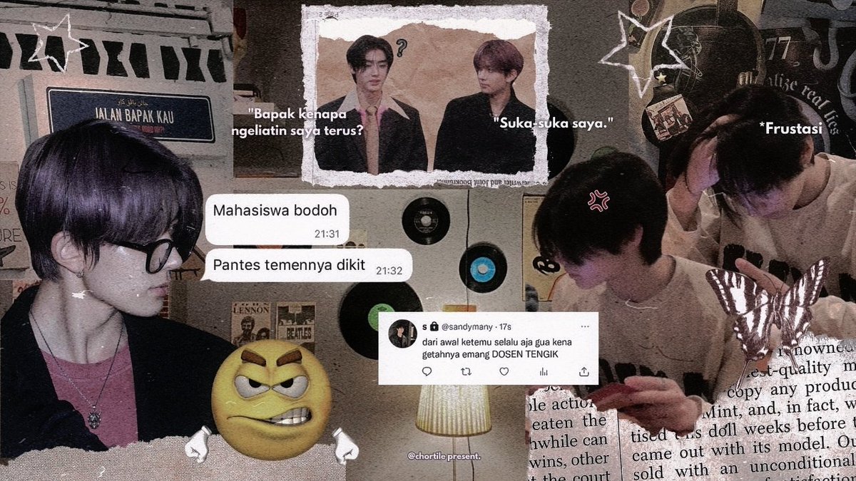 chortile's tweet photo. [ HEEHOON AU ]

; Gimana sih rasanya punya dosen sialan macem Harley? Semua pasti pernah punya dosen bikin darting begini, tapi untuk Sandy jelas beda, dia udah di level lebih dari darting— alias stres berat, tapi malah berujung apa? 

— written by chortile. https://t.co/5G00xfi5EI