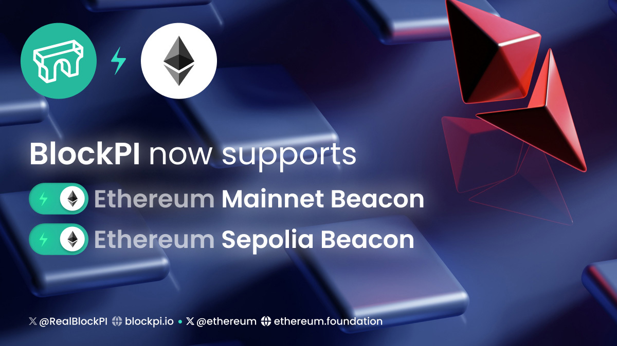 RealBlockPI's tweet image. 📢Dear users, we are thrilled to announce that Ethereum Mainnet Beacon and Sepolia Beacon are now available on #BlockPI Network. 

🌐Create your exclusive RPC endpoints at dashboard.blockpi.io and start optimizing your RPC experience!

#Ethereum #Beacon #Sepolia #RPC