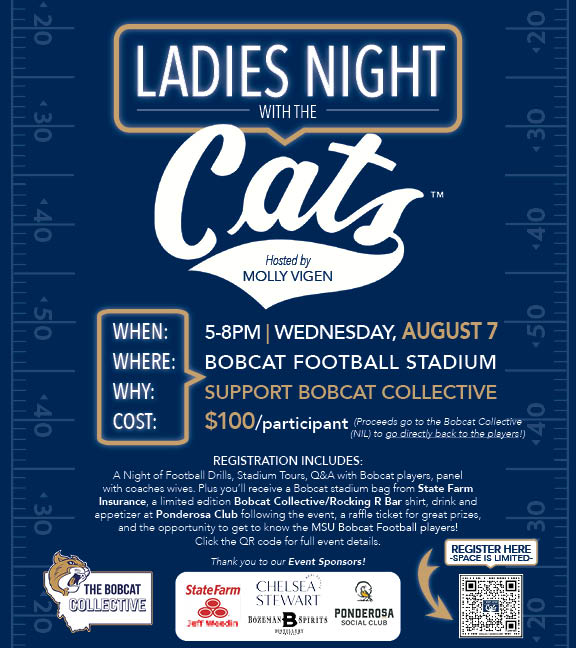 BobcatCollectiv's tweet photo. 🚨 Here comes another Bobcat Collective event! 🚨

Join us for "Ladies Night with the Cats" hosted by Molly Vigen on Aug 7 at Bobcat Football Stadium! Enjoy on-field activities, X's and O's, and amazing raffle prizes—all while supporting the Bobcat Collective. 

Sign up here: https://t.co/83bpWxtFqD🎉