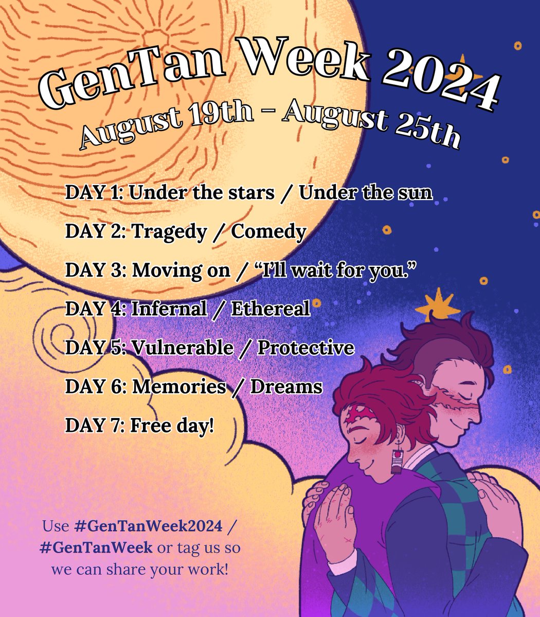 gentanweek2025's tweet photo. Happy birthday, Tanjirou! Sweet is a journey around the sun, but even sweeter is when you're accompanied by Genya, your moon.

Celebrate #GenTanWeek2024 from August 19-25, and tag us to be featured! In turn we appreciate any shares. 🍉🎴 https://t.co/QyXYlsTtPm