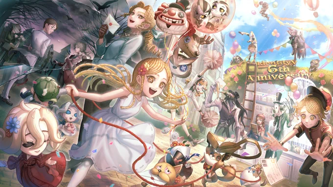 Dear Visitors, The manor buzzes once more! Grab the ribbons, balloons, flowers, and more, let's come together to build the grand stage for our 6th anniversary celebration! Thanks for the amazing illustration by  #IdentityV #IDVAnniversary 