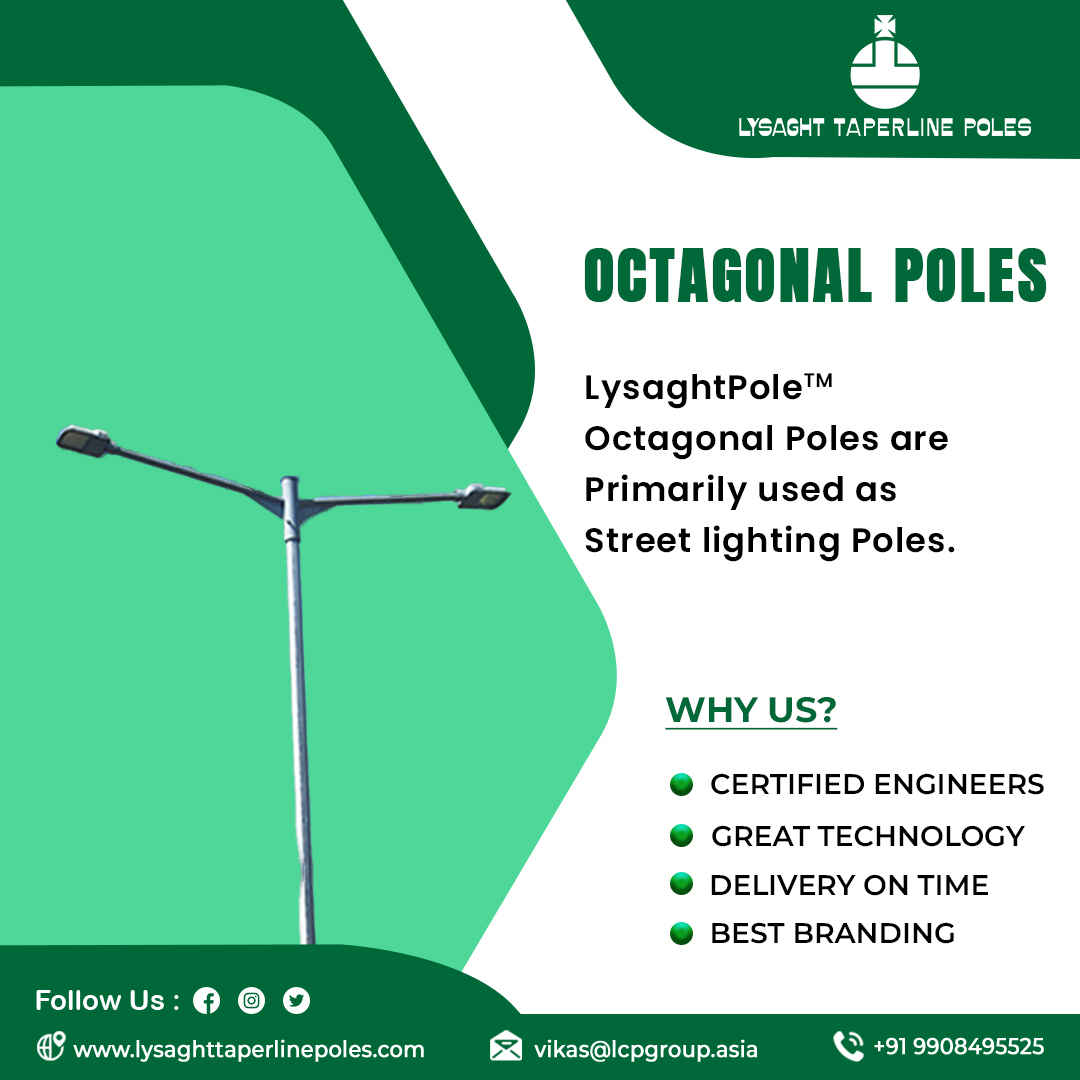 ltpindiaasia's tweet image. Brighten up your surroundings with LysaghtPole™ Octagonal Poles! Designed primarily for street lighting, our poles stand out with their superior quality and reliability. 
Visit us at lysaghttaperlinepoles.com/octagonal-pole…. Call us at (+91) 9908495525 for more details!
#OctagonalPoles