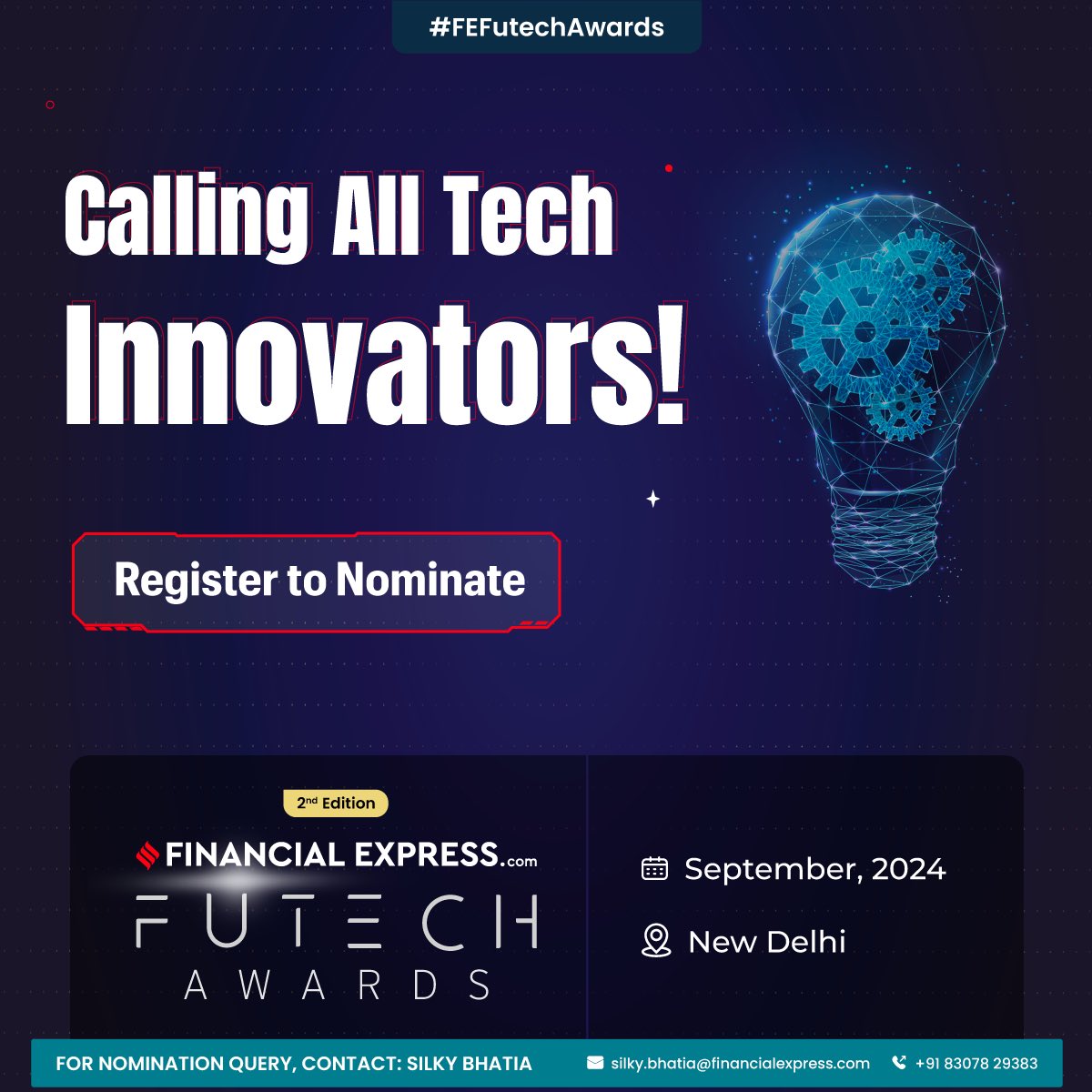 FinancialXpress's tweet photo. Elevate your innovation! Submit your nomination for the FEFUTech Awards. Early bird fees ending soon!

🗓️September,2024
Register to Nominate: https://t.co/ZpIRnWWs54

#FEFuTech #FuTechAwards2024 #Innovation #Tech https://t.co/HDxsRe6Jdz