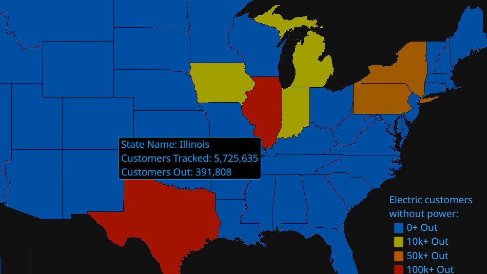 CC_StormWatch's tweet photo. Approximately 420,000 customers are without power tonight in the Midwest as a result of these storms and tornadoes. #ILwx #INwx #IAwx 

(In addition, about 145,000 are still without power in Texas after #Beryl last week...) https://t.co/ZZiH4lyN3v