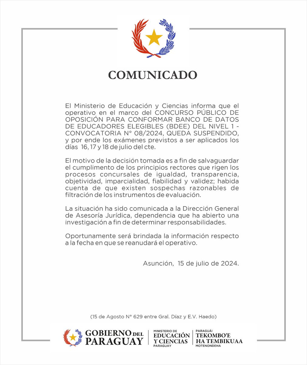 📣 Comunicado a la Opinión pública