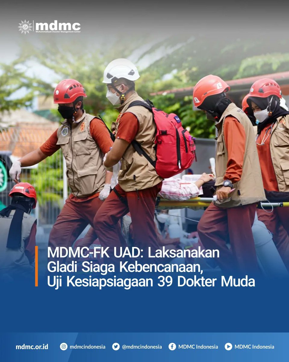 MDMCIndonesia's tweet photo. Assalamualaikum Sobat Tangguh!!

Kerjasama MDMC PP Muhammadiyah - FK Universitas Ahmad Dahlan, selenggarakan Geladi Lapang (FTX) Penanganan Krisis Kesehatan Dampak Gempa Bumi DIY pada (13/7) lalu, guna menguji kesiapsiagaan penanganan krisis 39 Dokter Muda dari FK UAD. https://t.co/izmojOm2jm