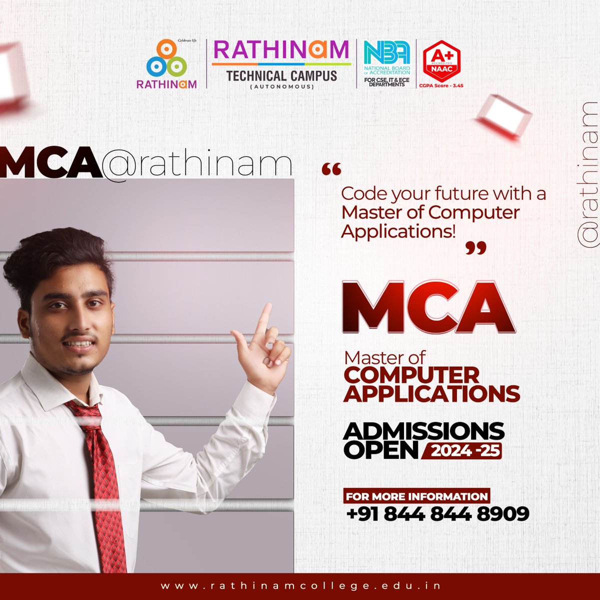 rathinamgroups's tweet image. "Code your future with a Master of Computer Applications!"
Are you ready to take your career to the next level? Then an MCA from Rathinam Technical Campus is the perfect place for you!
#RathinamCollege #MCA #MasterofComputerApplications #FutureITProfessionals #ITEducation