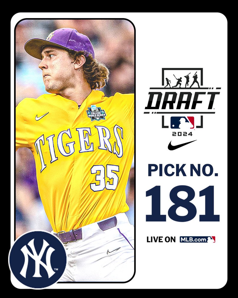DulinsDodgers's tweet photo. ‼️Congratulations to Dodger @GriffinHerring1 on being selected by the @Yankees in Round 6 (181) of the 2024 @MLBDraft 💫
#DDFamily https://t.co/u0TXLycoxH