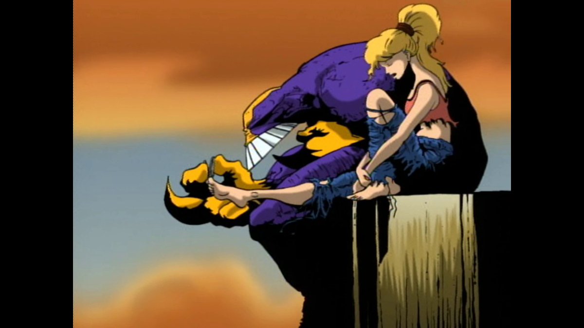 ComicsRockMetal's tweet photo. Julie Winters &amp; The Maxx in Episode 4 of Sam Kieth's The Maxx animated series, which was on MTV, smack in the middle of the grunge rock era. Original Airdate: April 16, 1995 #SamKieth #TheMaxx #JulieWinters https://t.co/cRCnTuKL3F