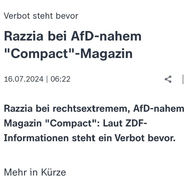 Anonymous00708's tweet photo. +++BREAKING NEWS+++

#Razzia beim rechtsextremen #Compact-Magazin

Beim braunen Hetzblatt von 
Jürgen Elsässer läuft zur Stunde eine Razzia.
Wahrscheinlich weil ein Verbot erfolgt ist. WIRD AUCH ZEIT!
#fckafd #Verschwörungstheorien
#Hass_und_Hetze 
https://t.co/ufn6XHNAF0 https://t.co/svRnyjERr1