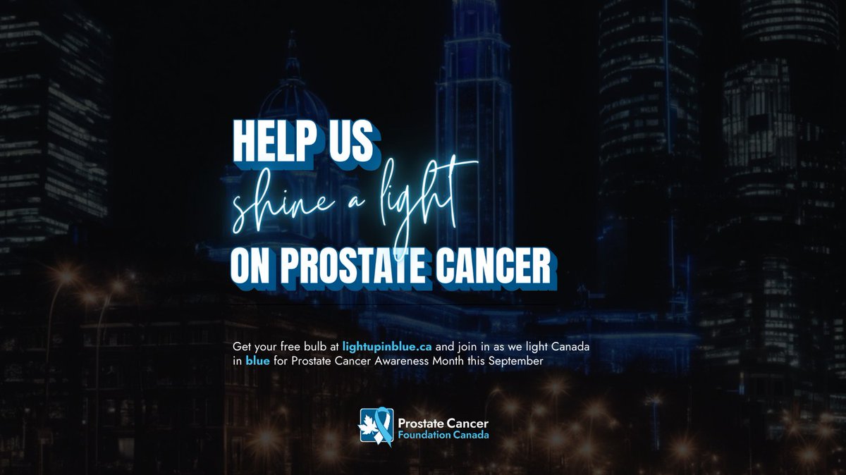 prostatecanada's tweet photo. We're lighting Canada up in blue all September again, and we want you to join us! Go to https://t.co/o5Hb7bGiOn to get a free blue LED lightbulb and join the 160+ landmarks across Canada in raising awareness about the most common cancer affecting Canadian men. #LightUpinBlue https://t.co/E4Pp8mSVKs