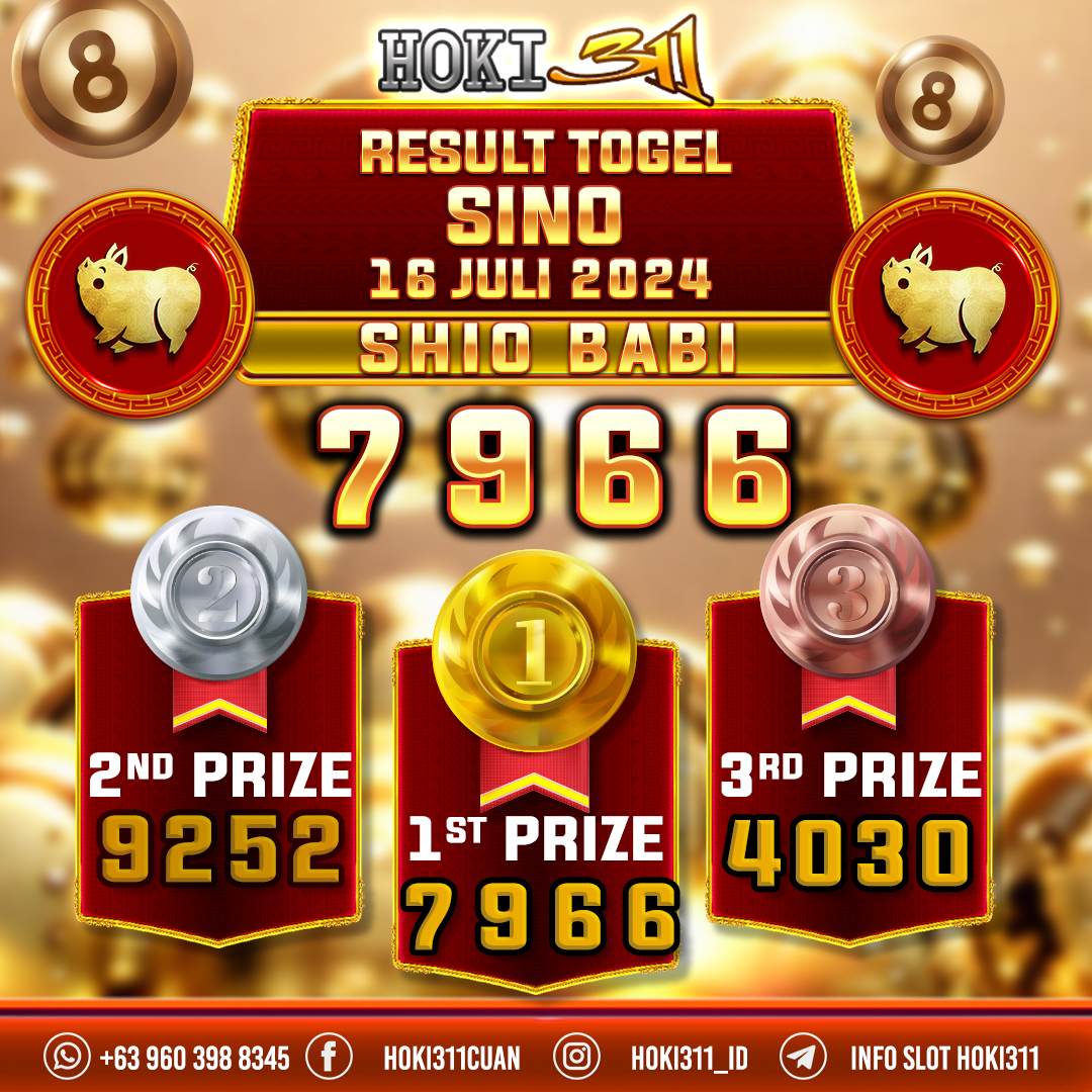 hoki311's tweet photo. SINO RESULT 16 JULI 2024 : 7966

SHIO  : BABI

1st Prize         : 7 9 6 6 
2nd Prize        : 9 2 5 2 
3rd Prize         : 4 0 3 0

Pasang angka keberuntungan anda di #HOKI311
⚠️ Link Daftar :   https://t.co/gK6zVsUVJ4 https://t.co/qwXzh6R4ql