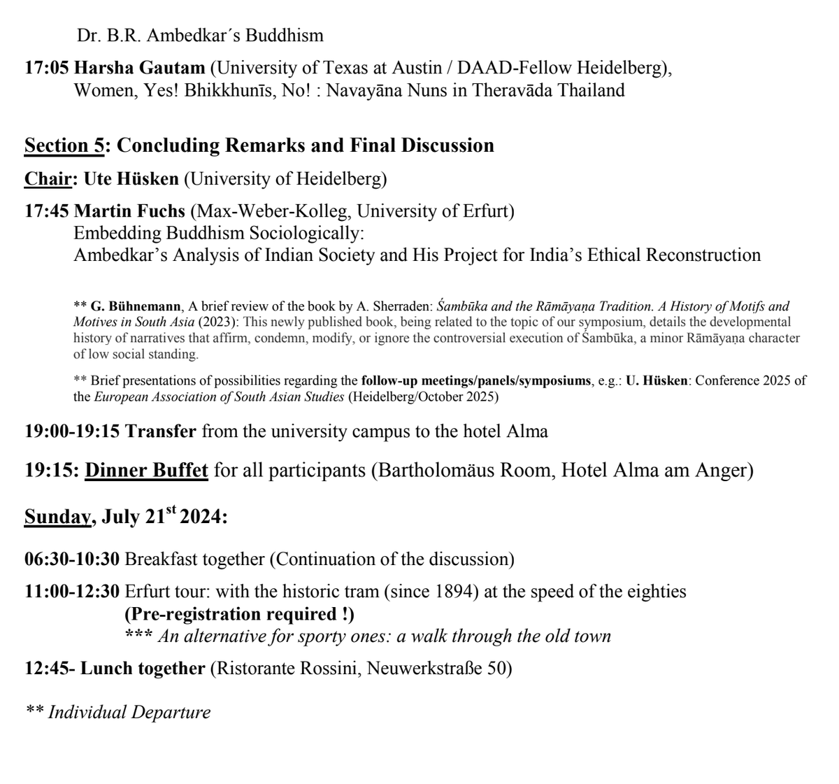 Conference Schedule Central European Time