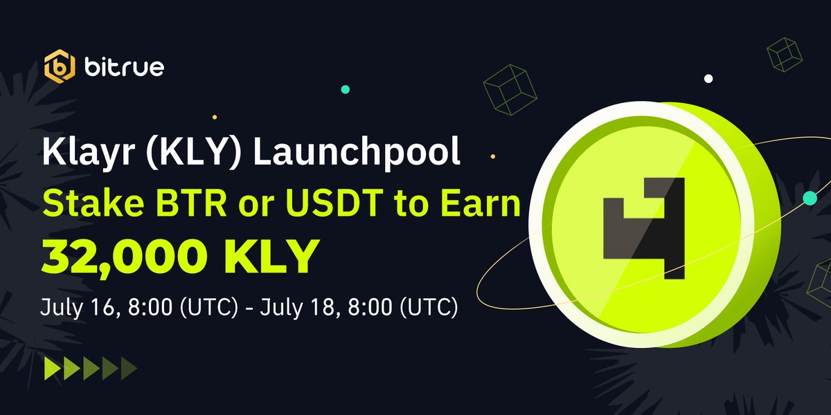 BitrueOfficial's tweet image. 🔥Our BRAND NEW #Launchpool feature is now live, debuting with $KLY from @KlayrHQ!

💰$BTR holders get EXCLUSIVE privileges with 50% of the 32,000 KLY pool dedicated to BTR

👉Stake now @ bitrue.com/launchpool/kly…