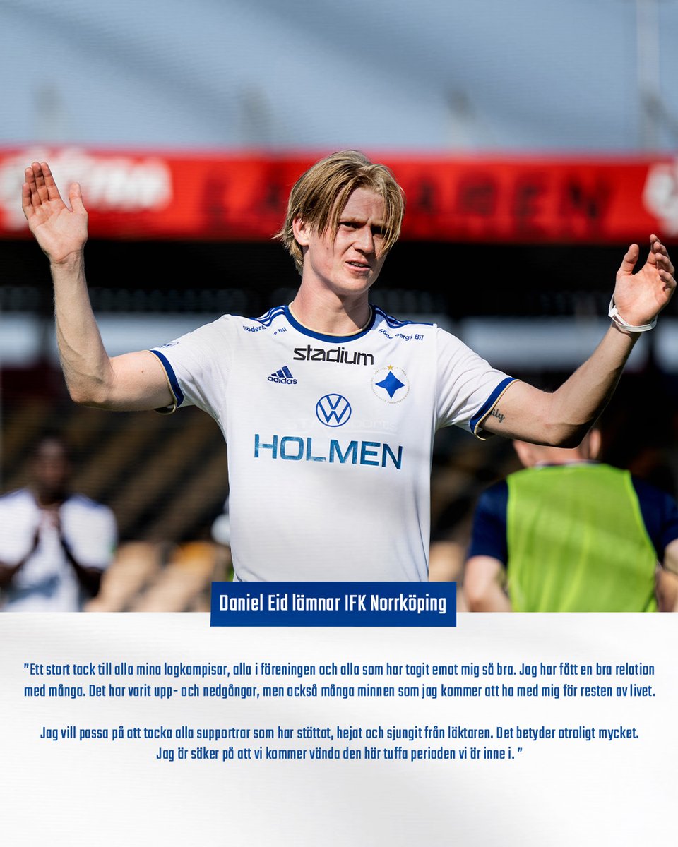 ifknorrkoping's tweet photo. 𝙏𝙖𝙘𝙠 𝙤𝙘𝙝 𝙡𝙮𝙘𝙠𝙖 𝙩𝙞𝙡𝙡, 𝘿𝙖𝙣𝙞𝙚𝙡💙

Daniel Eid lämnar IFK Norrköping för norska Fredrikstads FK. Läs mer på https://t.co/F2iAbxNcHj.

⚪️🔵#ifknorrköping https://t.co/pt9gS0KiKy