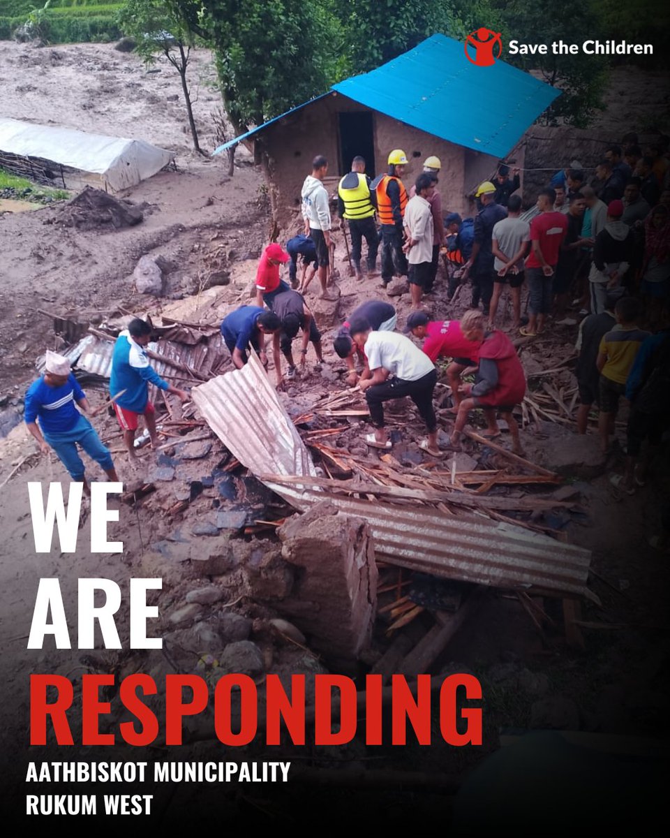#NepalFlood <a href="/SC_Nepal/">SavetheChildrenNepal</a> is on the ground in Aathbiskot, Rukum West, where floods have claimed the lives of 3 children. We are working with local government &amp; partner #PTYSM to provide life-saving humanitarian assistance and ensure the safety of children &amp; affected communities.