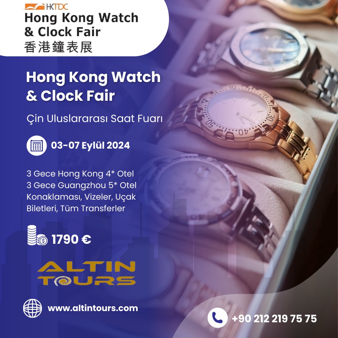 altin_tours's tweet photo. Altın Tours ile duvar saatlerinden kol saatlerine, akıllı saatlerden saatlere dair her şeyi bulabileceğiniz bu fuara katılmaya ne dersiniz? Hong Kong Watch &amp; Clock Fuarı bizlere kapılarını açıyor.Detaylı bilgi ve başvuru için bizimle irtibata geçebilirsiniz.#watch #saat #HongKong https://t.co/KmW5dV8JW1