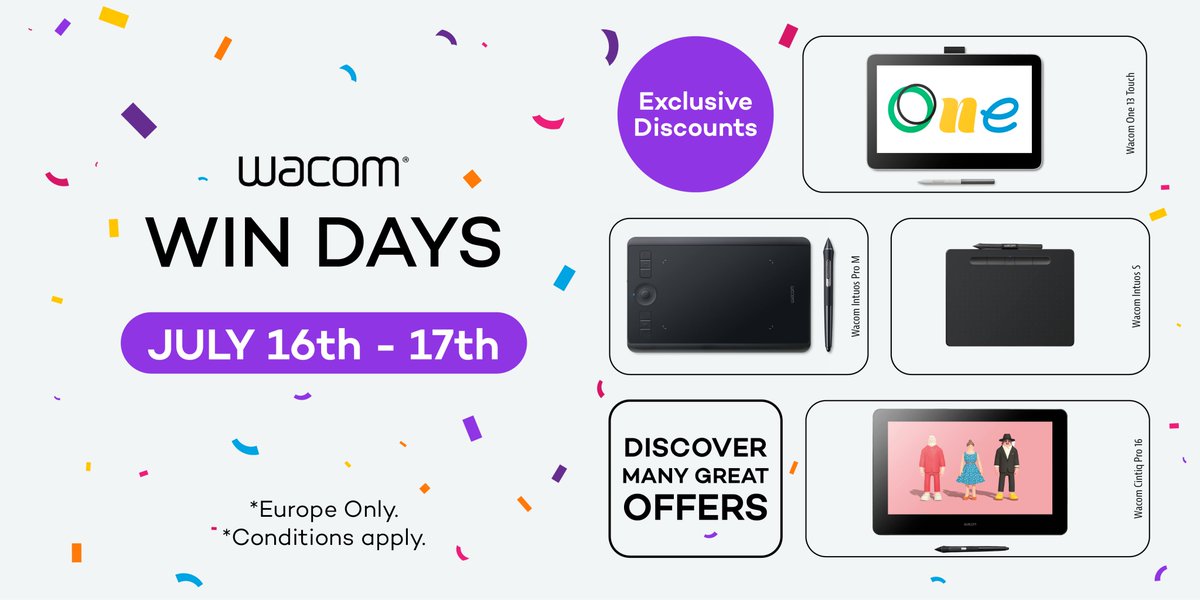 wacom's tweet photo. Do not miss Wacom Win Days offers – EXCLUSIVE prices on selected devices, for 48 hours only while supplies last 🖌️

Hurry up and get yours!

*Europe only

👉�� https://t.co/gK8ZRn0A1H

#WacomWinDays https://t.co/3ciFZvWwis