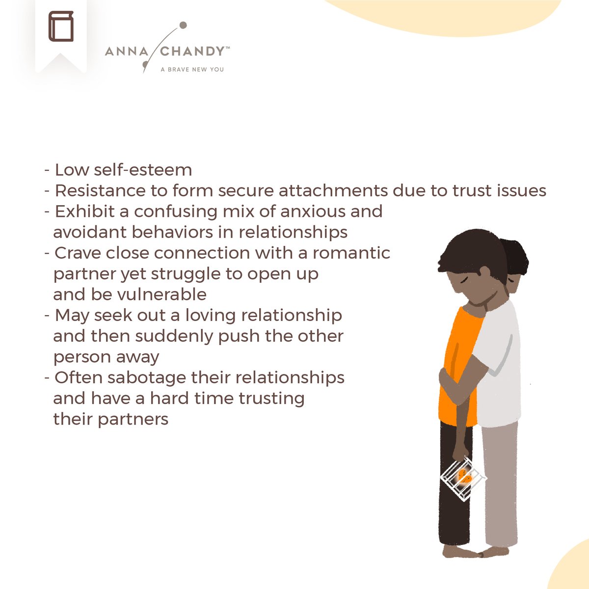 counselloranna's tweet image. Navigating fearful-avoidant attachment requires courage and self-compassion.

Acquire a clearer perspective by knowing all about the signs and struggles of fearful-avoidant attachment style.

#attachmentstyles #attachmenttheory #bravenewyou