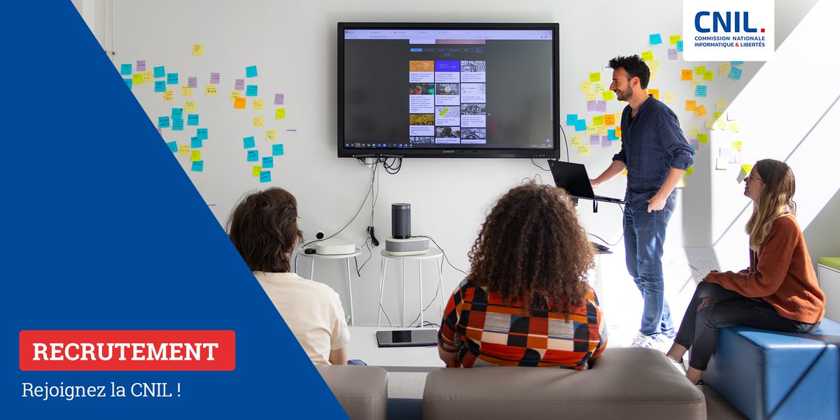 CNIL's tweet photo. [#EMPLOI] Envie de rejoindre la CNIL ? 
Retrouvez toutes nos offres de stage et d'emploi ici 👉 https://t.co/ZdiaUVIHuj https://t.co/dNoYRToWBR
