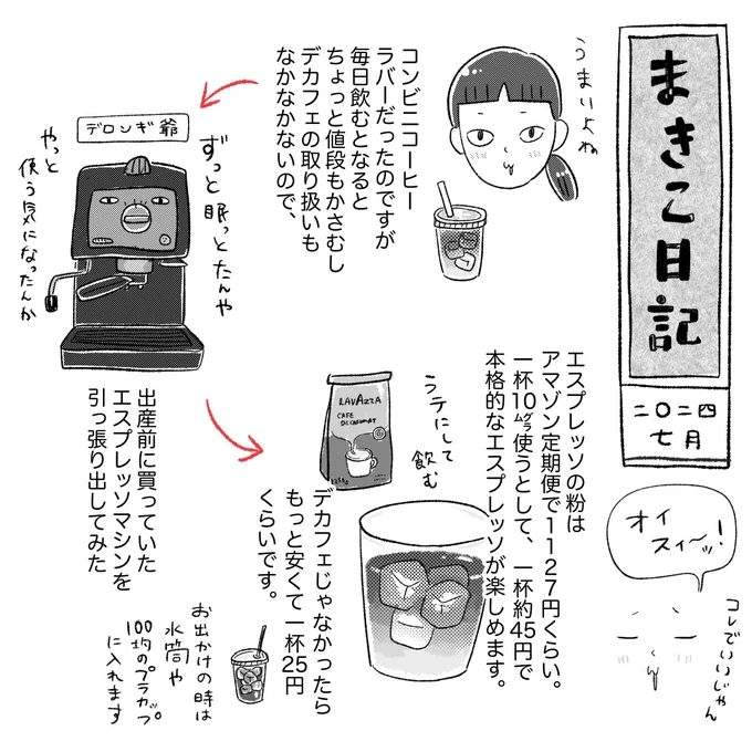 最近コーヒー代を節約しています☕️ #まきこ日記 #エスプレッソマシン