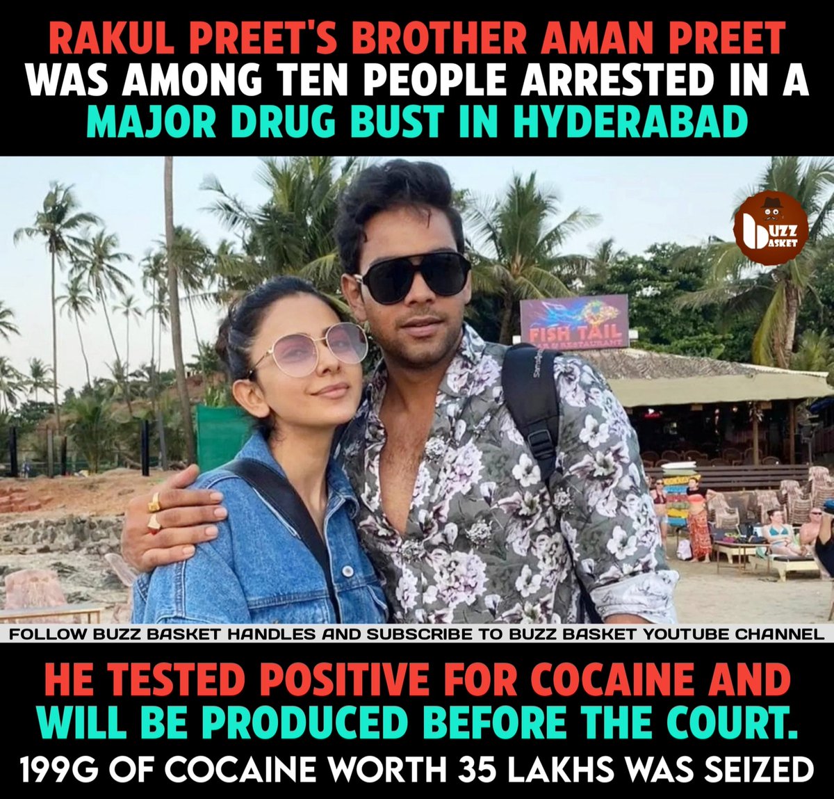 theBuzZBasket's tweet image. #RakulPreetSingh brother #AmanPreetSingh tested positive for Cocaine.

#RakulPreet #DrugsCase #Hyderabad
