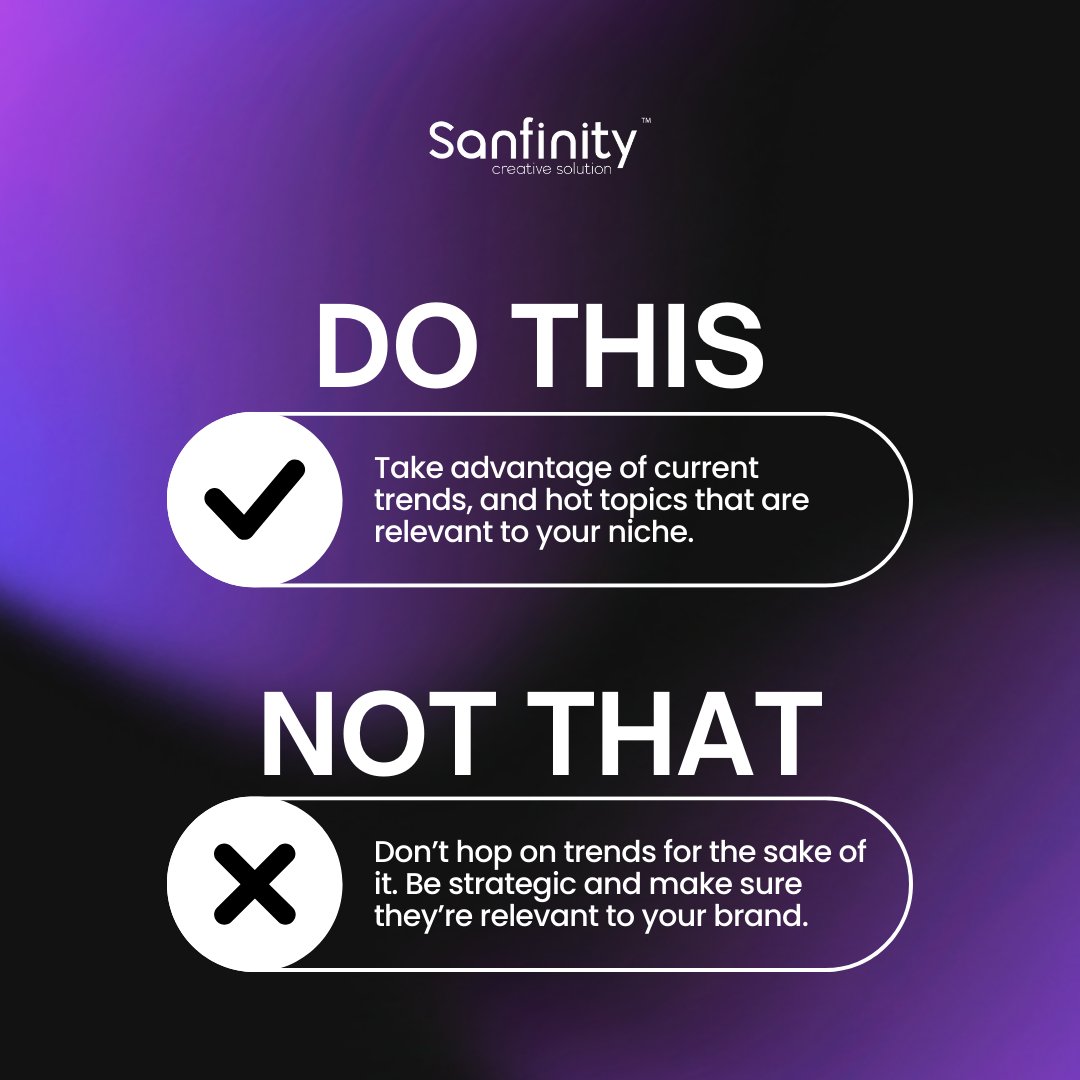 Sanfinityweb's tweet image. &quot;At Sanfinity Creative Solution, we strategically harness trending topics to craft impactful social media posts that resonate with your audience. 📈✨
We ensure your brand stays relevant and engaging without hopping on trends aimlessly.

#SanfinityCreative #SocialMediaStrategy