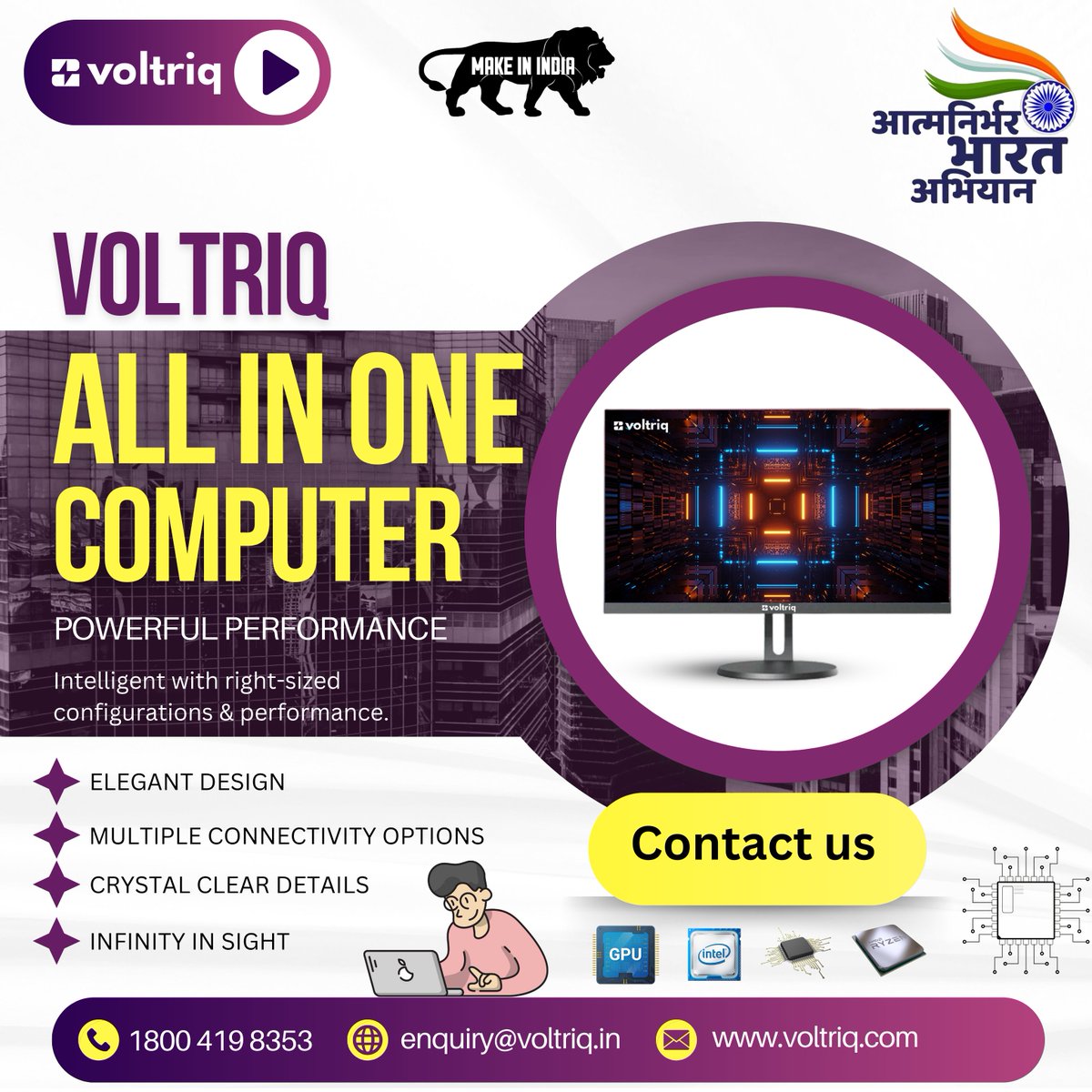 voltriq's tweet photo. VOLTRIQ MAKE IN INDIA
Make In India All In One PC
"The Perfect Working Experience"
#voltriq #voltriqindia #GeMIndia #Gemportal #gemdealer #manufacturer #supplier #dealer #business #news
#desksetup #gamingpc #workstation #allinonepc #FHDMonitor #AiO #AllinOne #allinonepc https://t.co/khLRqghzfr