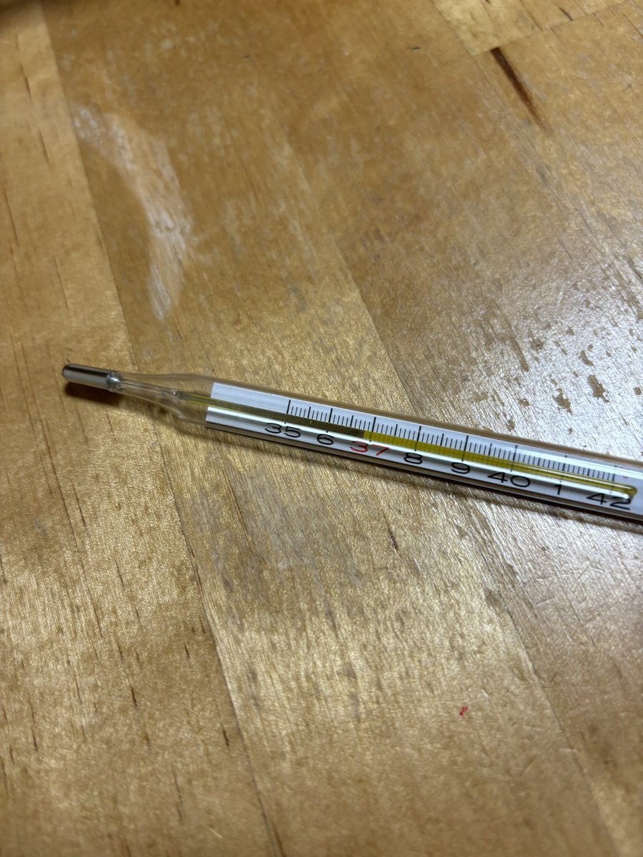 SPshacho's tweet photo. 実家に帰省しております👍

貧乏な母子家庭で育った末っ子なのでちょくちょく顔を見に帰ってます。

石丸さんの警護をしていたことも母は知っており、誇りだよ。と…

照れくさくて少し体調悪かったので、話を逸らそうと体温計借りたらコレでした。

水銀体温計！！
久しぶりに見た。
あと、熱ない！！ https://t.co/uf5C5GXRVt