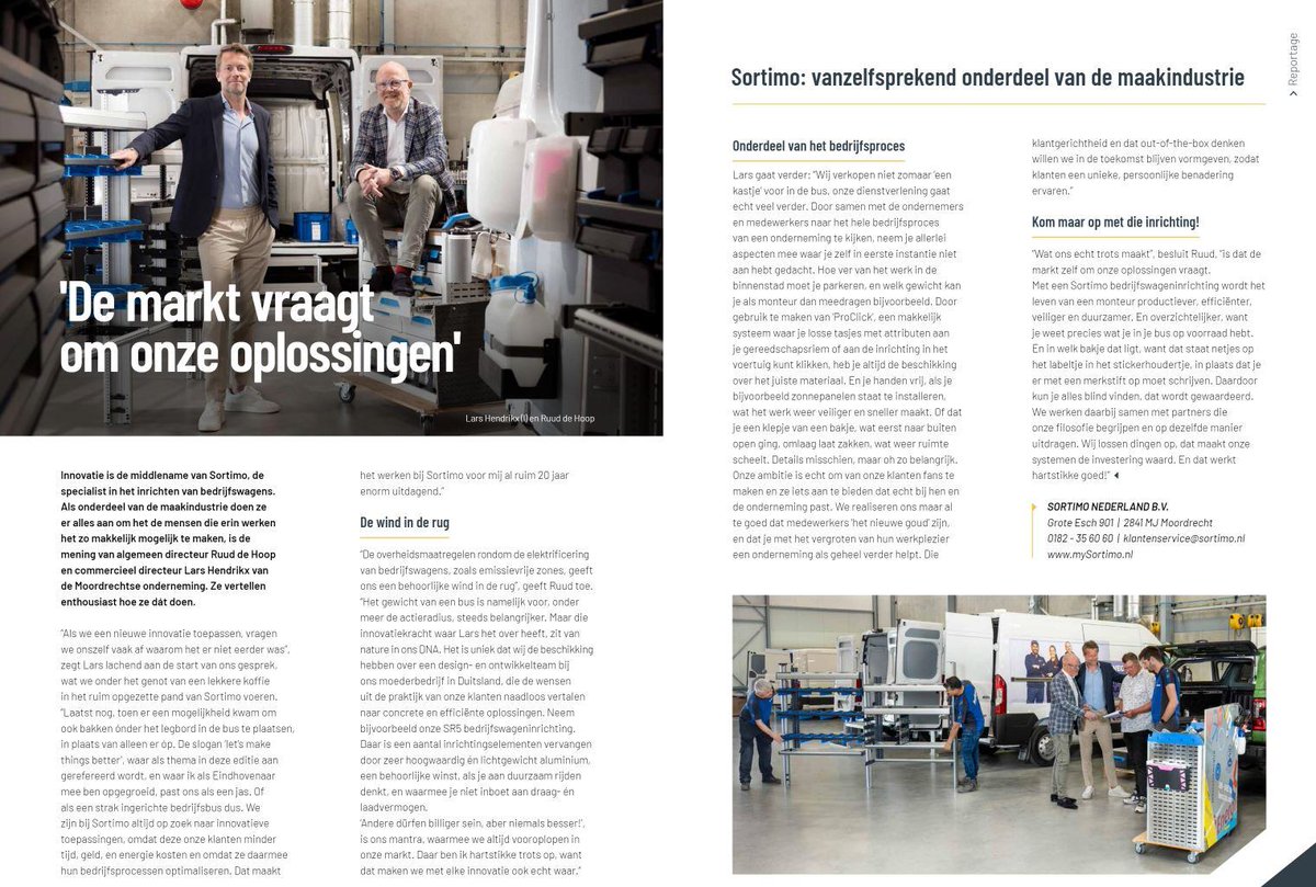 In de meest recente uitgave van INTO Business magazine Gouda is een interview te lezen over hoe Sortimo als onderdeel van de maakindustrie er alles aan doet om het de mensen die erin werken het zo makkelijk mogelijk te maken, 
➡️ eu1.hubs.ly/H0b6z320