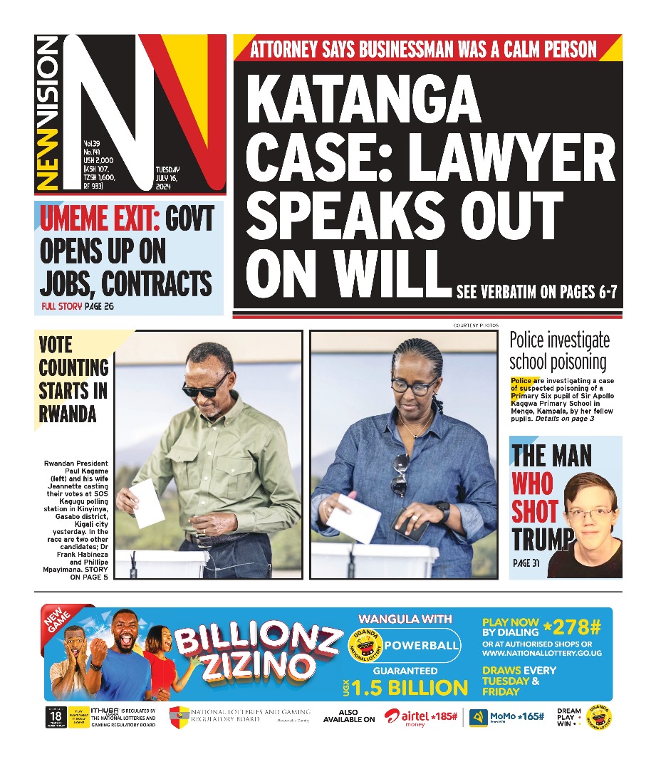 StuartYiga's tweet photo. Got your copy?
#TUESDAYVISION, #BUKEDDE.
@BarbaraKaija @newvisionwire @nyamadon @ArthurBaguma1 @fosike @tvwestUG @MlLefranc @PoliceUg @JudiciaryUG @PaulKagame @UmemeLtd @Tom_Magambo @realDonaldTrump https://t.co/OfHYMb13ff