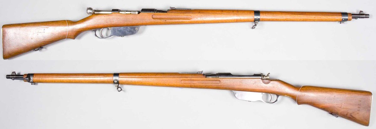 Rahadyan4869's tweet photo. @DocStrangelove2 Mannlicher M1895, Austrian design, straight pull bolt action, preserves sight profile, 5 round clip that drops through the rifle after the 5th round is loaded in the chamber, it even makes a ping when the clip falls out https://t.co/ySmMSLV9HH