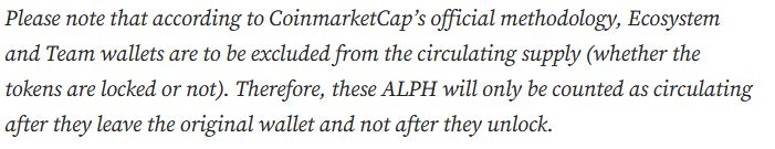 MiningTk's tweet photo. 🚨THREAD🚨

Suite à un thread de @JoestarCrypto sur le projet Alephium $ALPH, notamment concernant la tokenomic, vous avez été très très TRÈS nombreux à me demander mon avis.

Voici donc un complément d'information ainsi que quelques précisions supplémentaires 🙌

1⃣Le titre : "ON VOUS MENT SUR ALEPHIUM
 DEPUIS LE DEBUT"

Volontairement provocateur et "putaclic", difficile pour moi de juger cela. En effet, c'est le jeu si l'on veut attirer le lecteur et se démarquer sur la plateforme. 
Moi même j'y ai parfois recours. Et si l'analyse est bonne, je ne vois pas de problème.

➡️Mais si je n'ai rien à redire sur le titre, il aurait été plus fairplay dans la démonstration de partager la totalité des infos.

Notamment sur l'aspect du calcul du marketcap.
L'explication est donnée à plusieurs endroits par la team elle même.
Une première fois dans la FAQ du site officiel (dispo ici : https://t.co/lWR4YbasdP)
Et une seconde fois dans le medium officiel qui explique la tokenomic (ici : https://t.co/aPN0KHWvYR)

Cette info est dans le 2ème paragraphe, la même ou @JoestarCrypto a pris plusieurs images et graphiques pour illustrer son thread.

Donc dire que l'info est "caché" et que l'on nous ment depuis le début, c'est un peu exagéré.

Par contre, du côté de CMC et dans leur façon de calculer le marketcap, un petit mot d'explication supplémentaire ne serait pas de trop. 
Notamment si les gens ne prennent pas la peine de chercher plus loin.

2⃣Ensuite, cette méthode de calcul du marketcap est IDENTIQUE pour l'ensemble des projets.
A partir du moment ou un projet possède un "pré-mine" et que celui-ci n'a pas bougé (lock ou non), il est considéré comme inactif par CMC et non pris en compte dans le marketcap.

Ici, il n'y a malheureusement pas de bonne ou de mauvaise situation (tu as la réf ?) 👀
➡️Le prendre en compte s'il est inactif n'à aucun sens.
➡️Mais ne pas le prendre en compte renvoie également une information erronée

Dans le cas de projet avec un pre-mine, le total supply renvoie une info beaucoup plus juste que le circulating supply.
Notamment si les fonds n'ont pas bougé depuis le départ.

Donc, en suivant la méthode de calcul de CMC pour le marketcap (qui je le rappelle est identique pour tout le monde), le marketcap de Alephium est bien de +-100 millions de $ actuellement.

3⃣Par contre, la ou je rejoins l'analyse de Joestar, c'est le fait que Alephium possède un premine et d'un point de vue investisseur retails, c'est toujours mieux quand il n'y en a pas.

De nos jours, les projets qui sont lancés sans aucun premine se comptent sur les doigts d'une main et c'est bien dommage 😓

Les projets cryptos sont maintenant vus comme de véritables entreprises avec des employés, des bureaux, une économie d'entreprise,... et il faut bien de l'argent pour faire tourner tout cela.

La solution de premine n'est pas plus mauvaise qu'un dev fees sur les rewards de blocs ou de toute autre solution permettant de faire rentrer de l'argent dans les caisses.

Mais dans un "monde idéal du retails", cela ne devrait pas exister 🙂

4⃣Dans son point 5/6, il parle également de 116M de Alph en épée de Damocles Vs les 86M de Alph obtenus via le minage ⛏️

Premièrement, cette somme n'est pas dans les mains d'une seule personne ou de la team, mais de plusieurs milliers de personnes (comme sur beaucoup d'autres projets)

➡️On parle ici principalement de retails / simple inverstisseurs. 
Alephium n'ayant pratiquement aucun VC à son board.

On est donc plutôt sur une répartition similaire à ce que l'on peut retrouver sur Bitcoin par exemple.
Avec des personnes ultra convaincues depuis le départ par le projet qui ont su se positionner très tôt dessus (je n'en fais pas partie) et donc profiter de l'opportunité d'en obtenir à un prix attractif.

La encore, c'est le cas de beaucoup de chasseurs de Lowcaps / gems. Plus vous êtes tôt sur un projet, plus vous prenez de risques, mais plus vous pouvez obtenir de coins à un prix défiant toute concurrence.

🎯A noter également que la libération de ces fonds a été réalisée de manière progressive (voir image ci-dessous) 

et n'a jamais provoqué de pression vendeuse catastrophique.

➡️D'ailleurs en parlant de pression vendeuse et purement à titre d'info :
+-50 000 Alph sont  minés chaque jour.
Soit 1,5 millions de Alph produit chaque mois.

Malgré cette génération importante de coins, cela ne semble pas modifier le marché outre mesure.
A noter également que cette somme est +- identique aux différentes libérations de l'année 2023.

5⃣Pour finir, je profite de cette tribune ouverte pour répondre à un autre thread réalisé par Joestar ou celui-ci comparait le hashrate de Kaspa $KAS avec celui de Alephium $ALPH.

Alors pour commencer, cette comparaison n'a aucun sens, car les algorithmes de minage de Kaspa et Alephium ne sont pas identiques.
Cela revient à comparer des pommes et des poires.

De plus, au moment de sa comparaison (14 juillet), il compare Kaspa, projet majoritairement miné avec des ASIC depuis septembre 2023.
A Alephium qui possède ses premiers ASIC depuis le mois d'avril 2024.

Modèle d'ASIC "lowcost" (identique au premier modèle de Kaspa) ne possédant qu'une faible puissance de hash.
La comparaison aurait eu plus de sens une fois les ASIC Bitmain disponible. Car il s'agit là de modèles haut de gamme destinés aux fermes de minage (comme pour Kaspa)

Et concernant le point sur les 1Eh/s pour l'activation du Proof Of Less Work sur Alephium. 
Le but de la manœuvre n'est pas que ce mécanisme s'enclenche rapidement.

Le but est de limiter et brider la course à l'armement théorique que vont se livrer les fermes de minage une fois les ASIC haut de gamme dispo.

A titre d'info, le modèle Bitmain produit 8Th/s ⛏️ la ou le seul modèle dispo (Goldshell) produit 360Gh/s

Soit 8000 Vs 360 😱

La "course" vers les 1Eh/s ne débutant qu'à partir du moment ou ce genre de matériel est dispo.

Bref, nous voici au bout de ce TTTTRRREEEESSS long post.
J'ai essayé d'apporter un maximum de détails et d'infos supplémentaires.
Mais si vous avez encore des questions ou autres, n'hésitez pas.

Concernant l'analyse proposée par Joestar, elle reste intéressante et a le mérite de soulever des questions part la communauté, ce qui est toujours une excellente chose 🙌

Je compte sur vos LIKE et RT les amis 😉