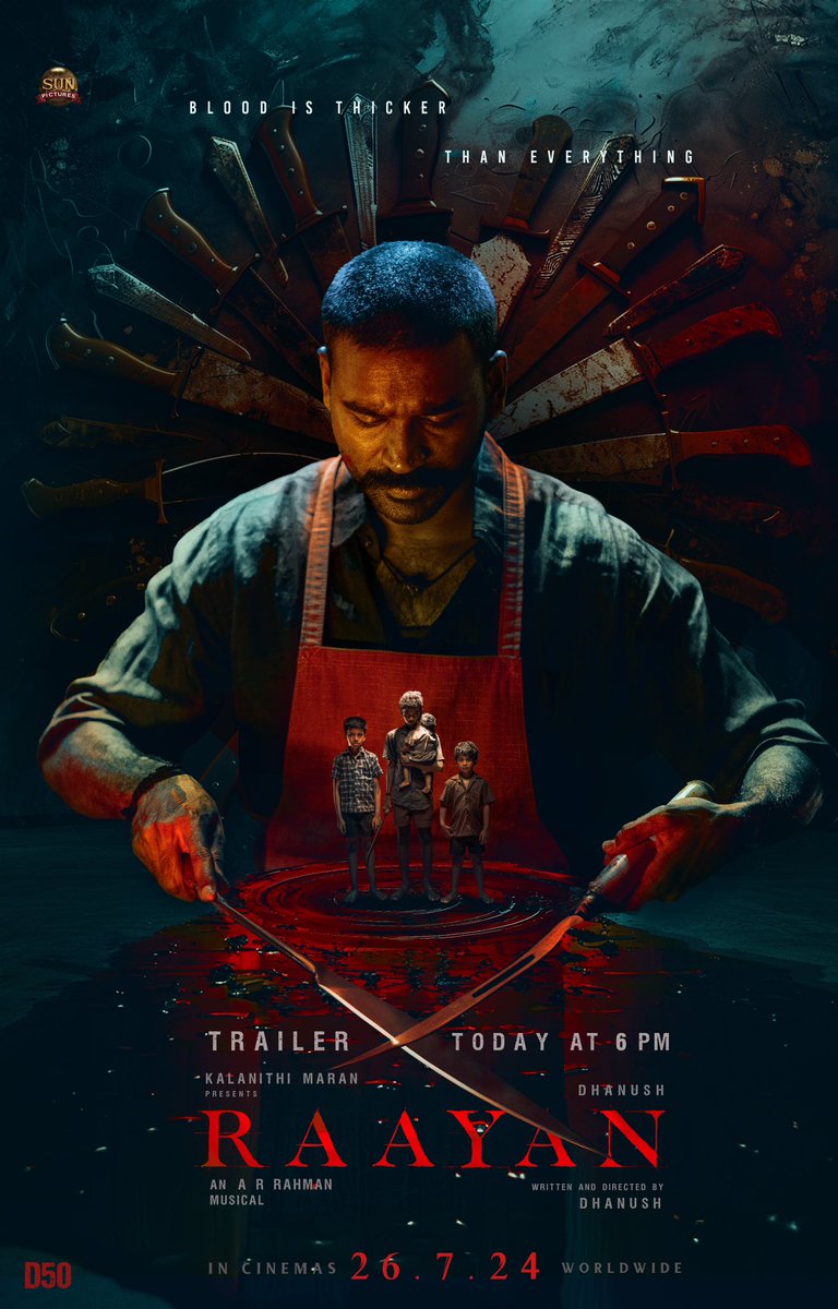 dhanushkraja's tweet image. It’s Raayan trailer day