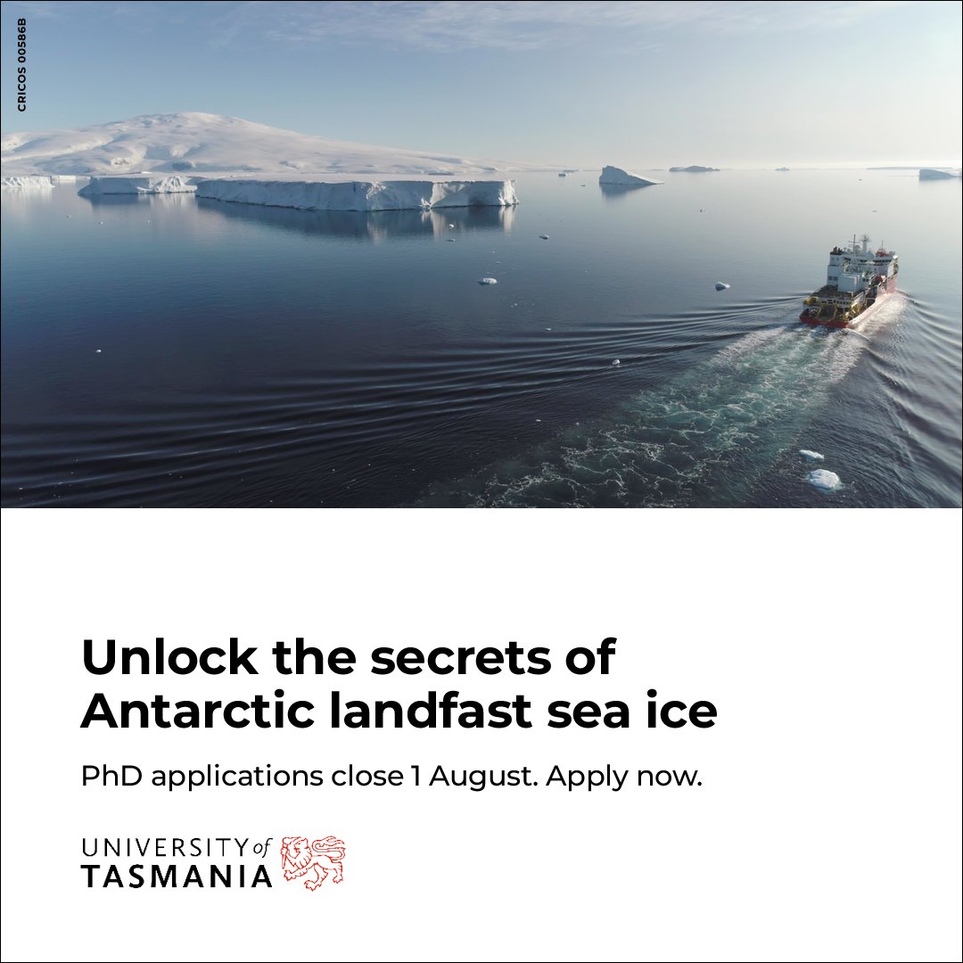 🚨 Great PhD project on #Antarctic 'fast' ice, at <a href="/UTAS_/">University of Tasmania</a> in Hobart. Scholarships available. Apply now!  [link in comments]