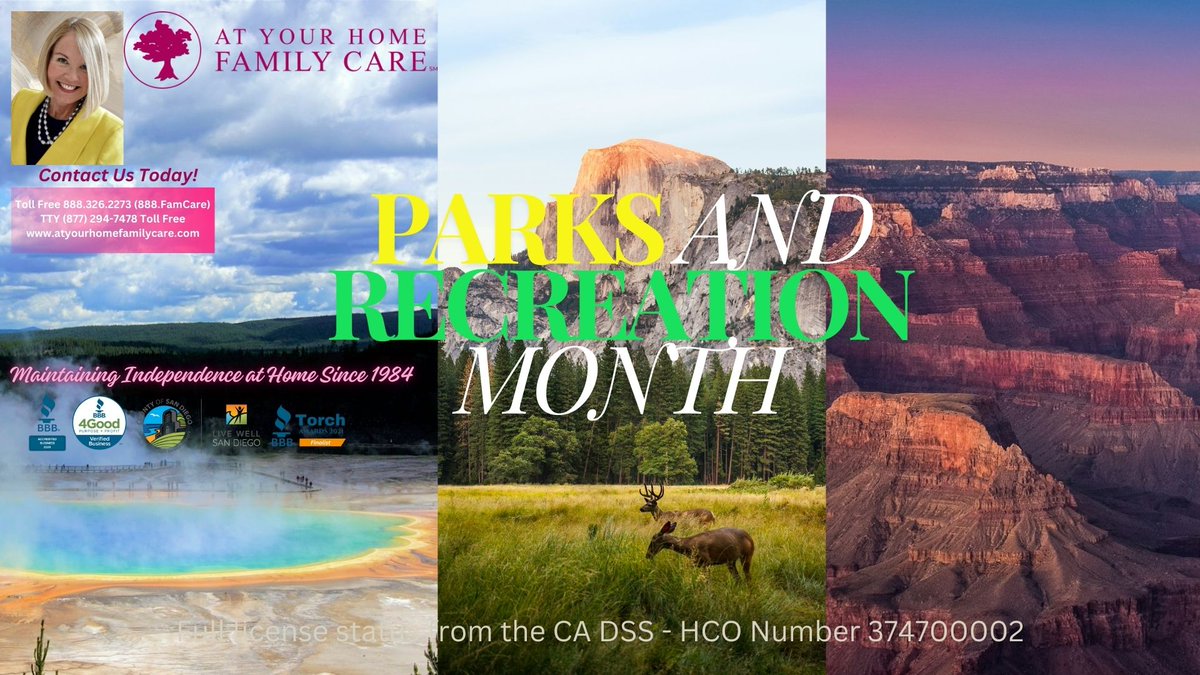 AYHFamilycare's tweet photo. Let's revel in the priceless land surrounding us!

#ParksAndRecMonth #parksandrecreation #LaurieEdwardsTate #healthylifestyle #atyourhomefamilycare https://t.co/3fb09RB0ES
