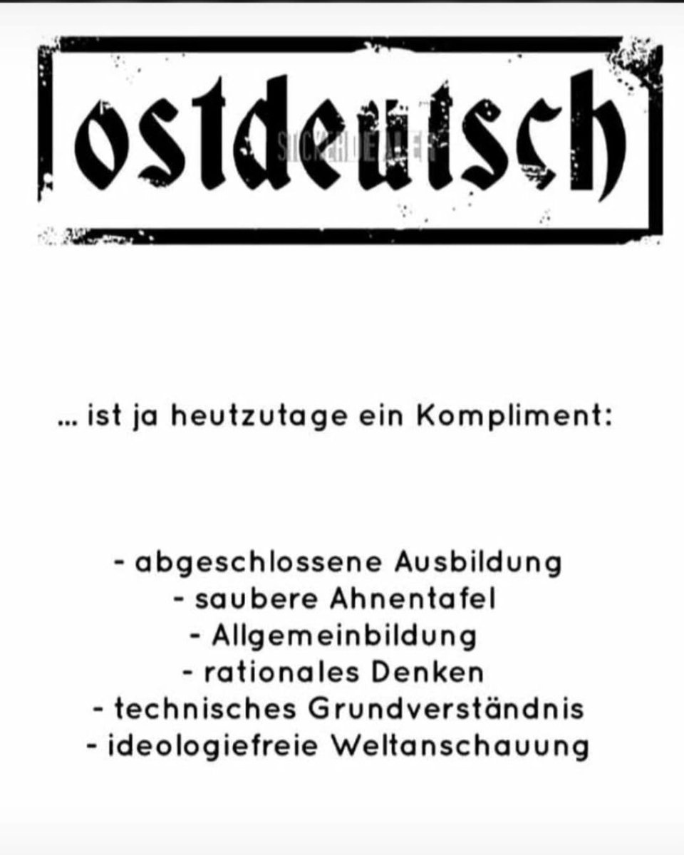 1/ Manche fragen sich, was ich mit Ostdeutschtümelei eigentlich meine - z.B. solchen Unsinn, den man in den Sozialen Medien tausendfach finden kann - Tag für Tag. Abgesehen davon, dass solche Pauschalitäten nie stimmen, dahinter steht auch die Abwertung