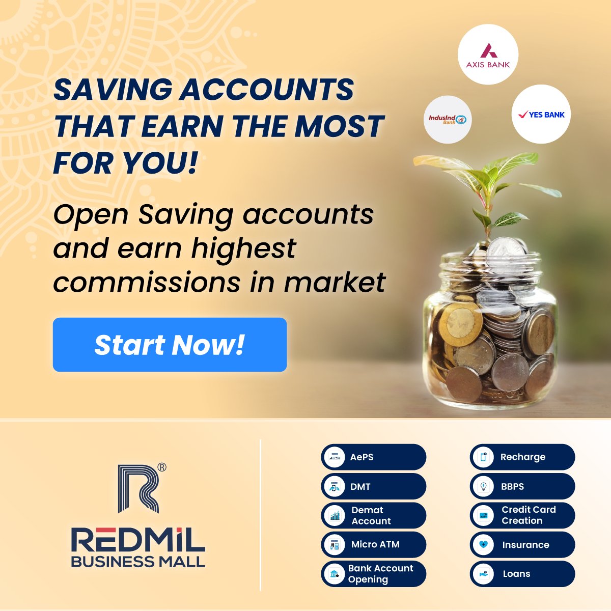 RedmilM's tweet image. Unlock a world of financial growth with our Saving Account Opening Service! You can now help your customers secure a bright future while earning high commissions on every account opened.

#SavingAccounts #HighCommissions #Redmilbusinessmall
