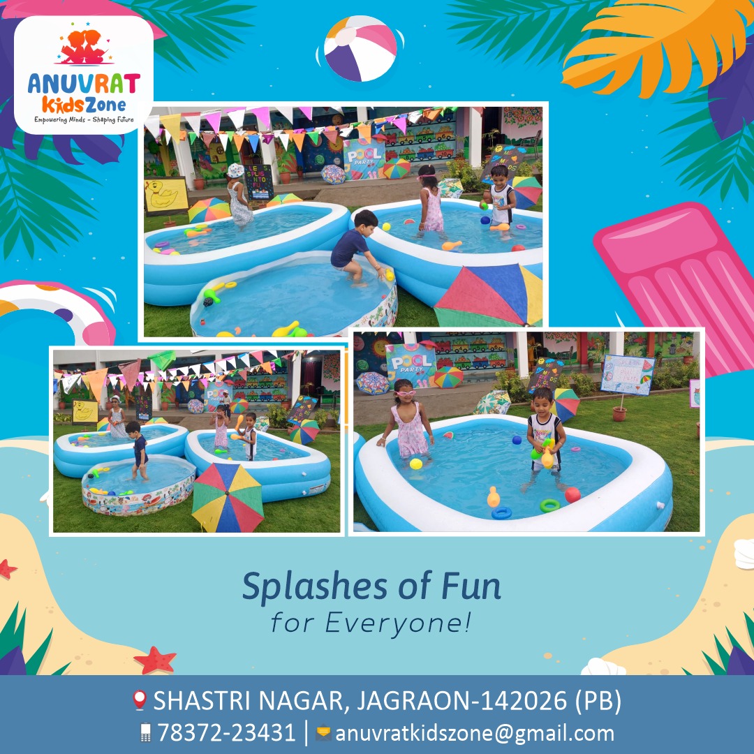 AnuvratKids's tweet photo. Sharing some Glimpse of Anuvrat Kids Zone's kids pool party celebrated on Saturday,6th July 2024 at Anuvrat Kids Zone!
#AnuvratKidsZone #SplashingFun #NatureLovers #UnforgettableMemoriesbeautiful
#BestKindergarten #ICSE
#KidZone #PlayWay #Nursery #ShastriNagar
#Jagroan #Punjab https://t.co/eApgnFUAJJ