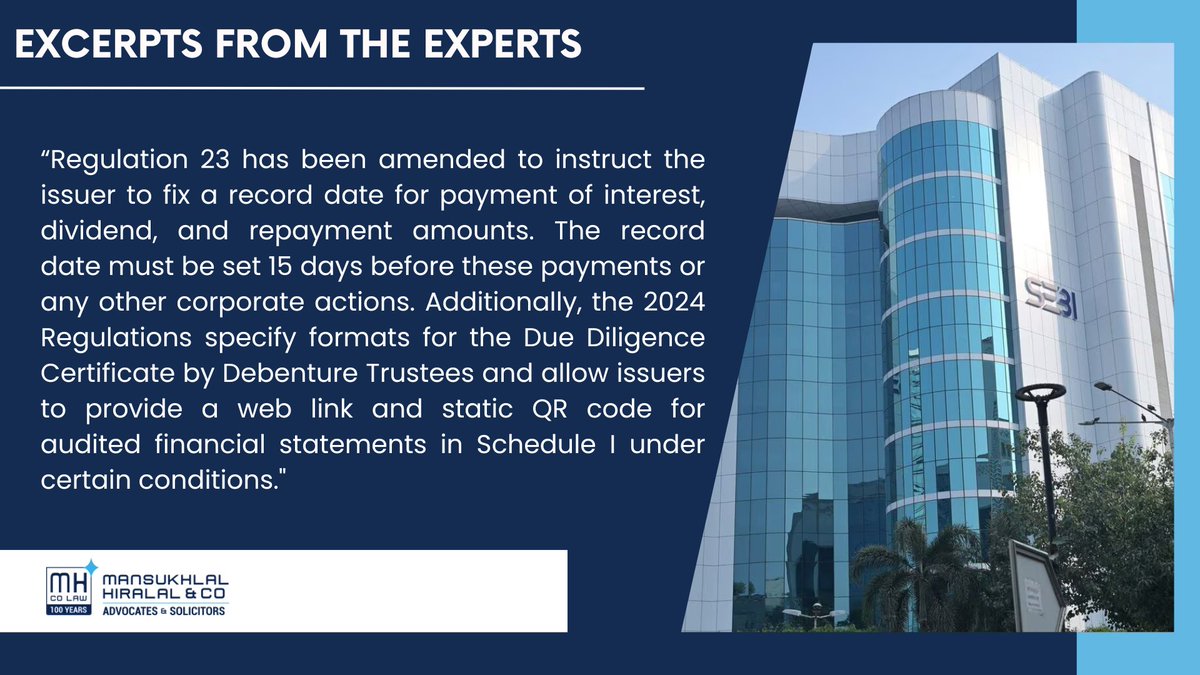 MHCOLaw's tweet photo. The Securities and Exchange Board of India issued the SEBI (Issue &amp; Listing of Non-Convertible Securities) Amendment Regulations, 2024. The amendment primarily aims to streamline the process and improve the regulatory framework. 

#sebi #regulations #nonconvertible #securities https://t.co/kPZTvvKKW0