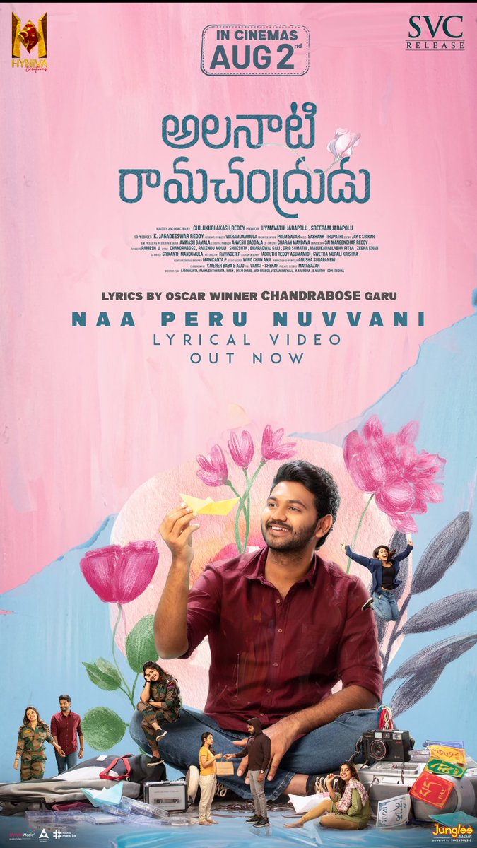directorakash01's tweet photo. Magical #NaaPeruNuvvani Lyrical Video from #AlanaatiRamachandrudu 

-- https://t.co/sI9KZ7q1lH
Lyricist @boselyricist
 #SashankTirupathi
Incinemas on August2nd
@urkrishnavamsi @mokksha06 @directorakash01 @jsreeramulu @actorbrahmaji @HynivaCreations @svc_official @JungleeMusicSTH https://t.co/JuIxstKY2C