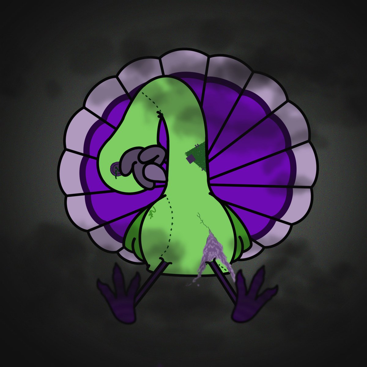 ThickyNicky2000's tweet image. Made this for a friend. They wanted a green and purple turkey with stuffing. I think they were hungry. They refused to be more specific so I drew this 😂😂

Check my pin for free art! #NickyArt